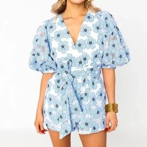 Buddy Love -Julia Puff Sleeve Romper Medium